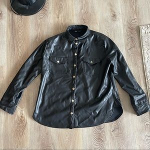 Brand New Faux Leather Zara Button Up Shirt